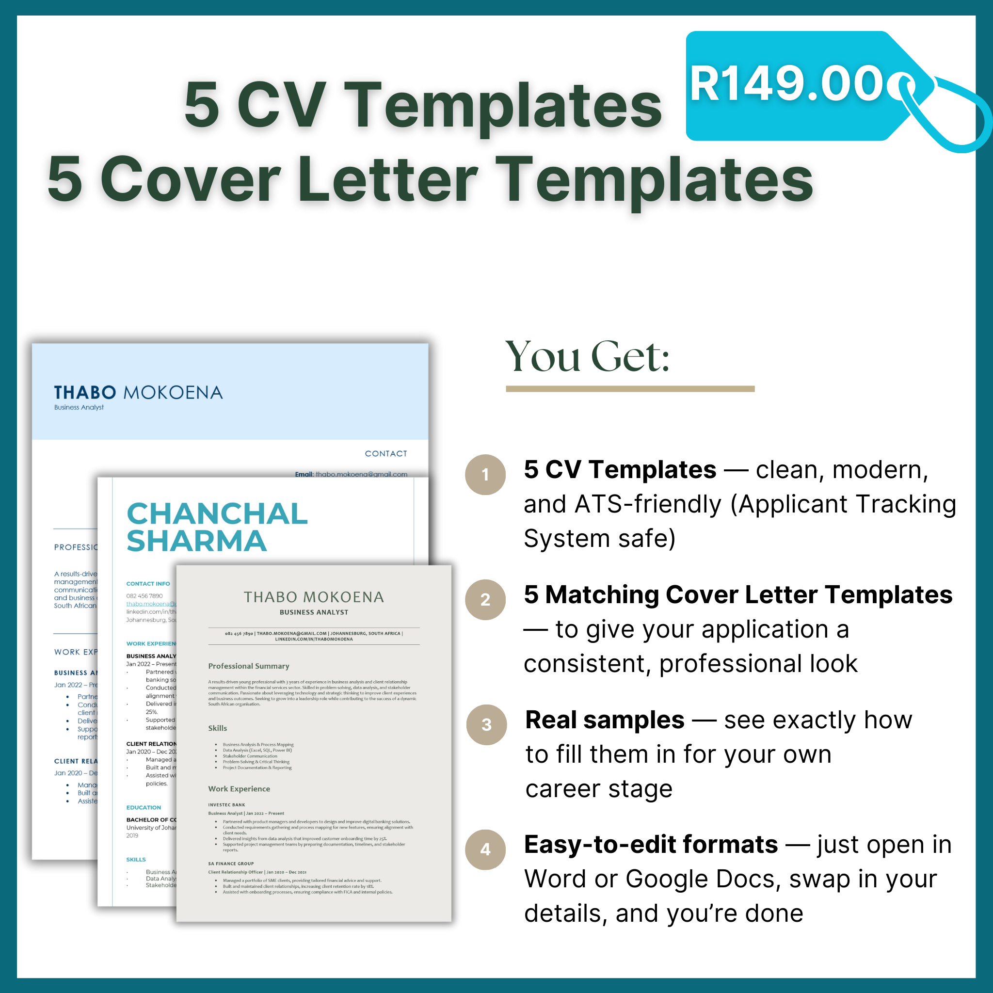 5 CV Templates & 5 Cover Letter Templates